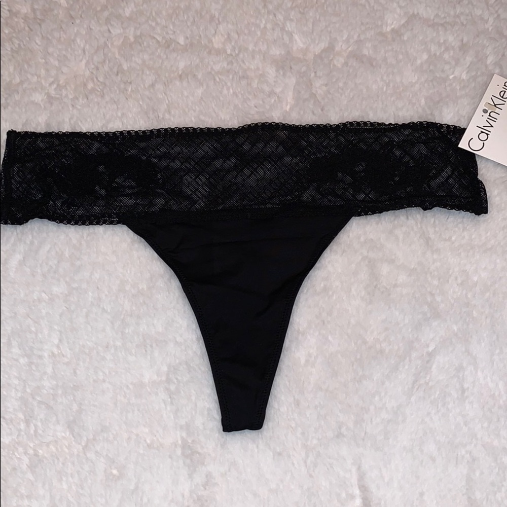 Black Calvin Klein lacy thong